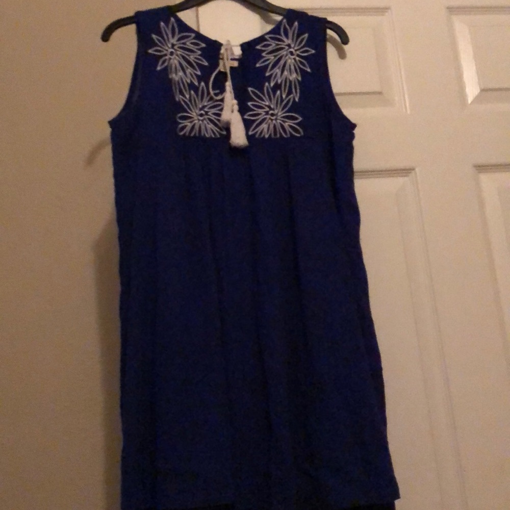 Blue and white dress